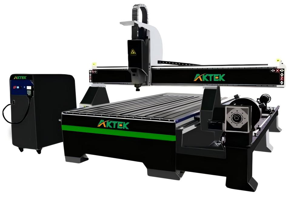 AKTEK 4Axis Wood CNC Router With Rotary Axis